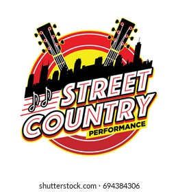 Street Country Music Performance Logo Symbol Badge