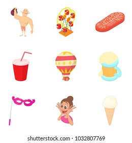 Street craze icons set. Cartoon set of 9 street craze vector icons for web isolated on white background