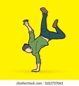Street dance, B boys dance, Dancing action graphic vector