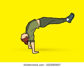 Street dance, B boys dance, Hip Hop Dancing action graphic vector