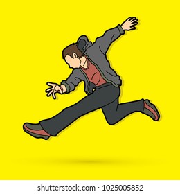 Street dance, B boys dance, Hip Hop Dancing action graphic vector