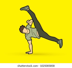 Street dance, B boys dance, Hip Hop Dancing action graphic vector