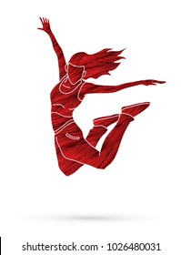 Street dance, B boys dance, Hip Hop Dancing action designed using grunge brush graphic vector