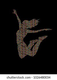 Street dance, B boys dance, Hip Hop Dancing action designed using mosaic pattern graphic vector