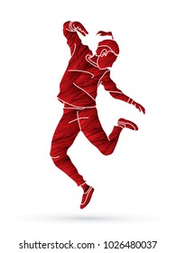 Street dance, B boys dance, Hip Hop Dancing action designed using grunge brush graphic vector