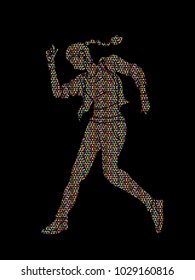 Street dance, B boys dance, Hip Hop Dancing action designed using mosaic pattern graphic vector