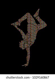 Street dance, B boys dance, Hip Hop Dancing action designed using mosaic pattern graphic vector