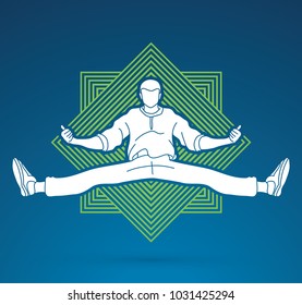 Street dance, B boys dance, Hip Hop Dancing action designed on line square background graphic vector