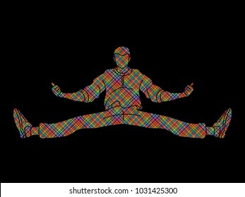 Street dance, B boys dance, Hip Hop Dancing action designed using colorful pixels graphic vector