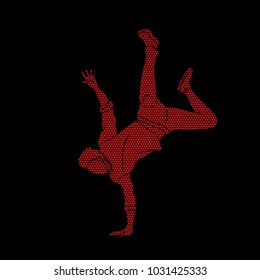 Street dance, B boys dance, Hip Hop Dancing action designed using geometric pattern graphic vector