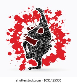Street dance, B boys dance, Hip Hop Dancing action designed on splatter ink background graphic vector