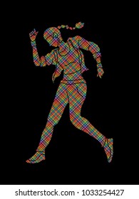 Street dance, B boys dance, Hip Hop Dancing action designed using colorful pixels graphic vector