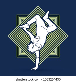 Street dance, B boys dance, Hip Hop Dancing action designed on line square background graphic vector