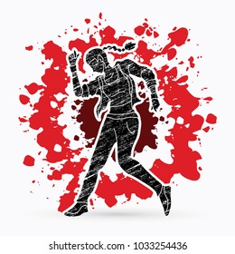 Street dance, B boys dance, Hip Hop Dancing action designed on splatter colors background graphic vector