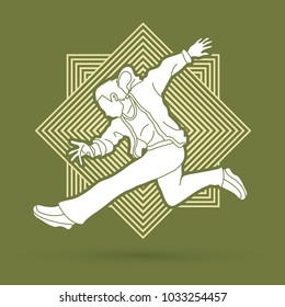 Street dance, B boys dance, Hip Hop Dancing action designed on line square background graphic vector