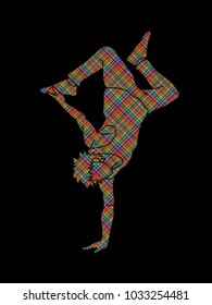 Street dance, B boys dance, Hip Hop Dancing action designed using colorful pixels graphic vector