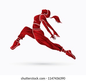 Street dance, B boys dance, Hip Hop Dancing action graphic vector