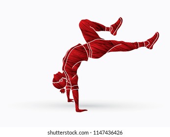 Street dance, B boys dance, Hip Hop Dancing action graphic vector