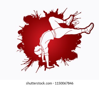 Street dance, B boys dance, Hip Hop Dancing action graphic vector