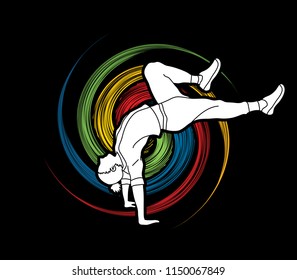 Street dance, B boys dance, Hip Hop Dancing action graphic vector