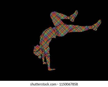 Street dance, B boys dance, Hip Hop Dancing action graphic vector
