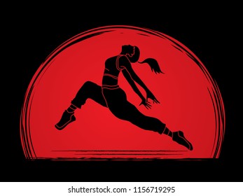 Street dance, B boys dance, Hip Hop Dancing action graphic vector