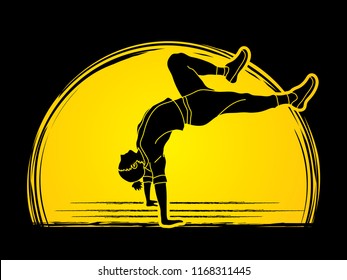 Street dance, B boys dance, Hip Hop Dancing Exercise Yoga action graphic vector