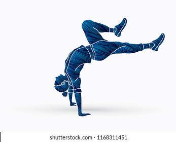Street dance, B boys dance, Hip Hop Dancing Exercise Yoga action graphic vector