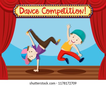 Street dance competition on stage illustration