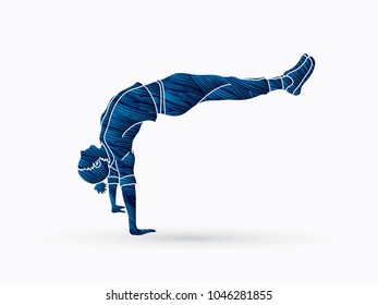 Street Dance, Dancer action designed using grunge brush graphic vector