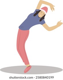 Street Dance Hip Hop Character on White Background. Flat Vector Illustration.