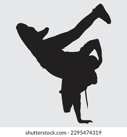 street dance silhouette vector illustration. Hip hop, break dance, juzz funk, rap, freestyle
