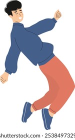Street Dancer Pose Character in Flat Cartoon Shape. Vector Graphic Illustration