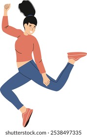 Street Dancer Pose Character in Flat Cartoon Shape. Vector Graphic Illustration