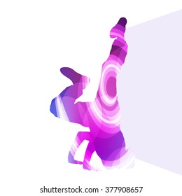 Street dancer young active and healthy people sport silhouette vector background illustration