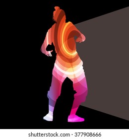 Street dancer young active and healthy people sport silhouette vector background illustration
