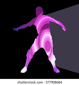 Street dancer young active and healthy people sport silhouette vector background illustration