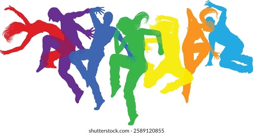 Street dancers dancing silhouette hip hop dance silhouettes poses set