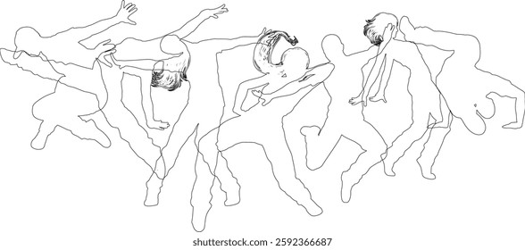 Street dancers dancing silhouette hip hop dance silhouettes poses set