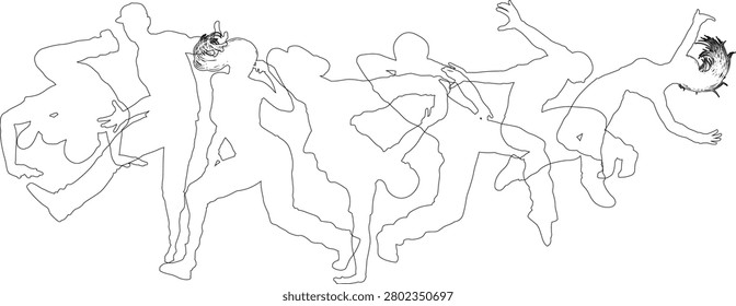 Street dancers dancing silhouette hip hop dance silhouettes poses set