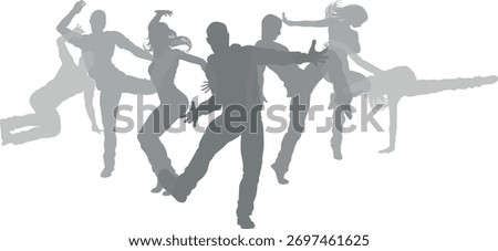 Street dancers dancing silhouette hip hop dance silhouettes poses set