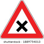 Street DANGER Sign. Road Information Symbol. Crossing or intersection