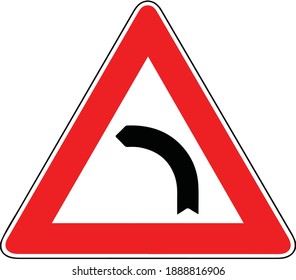 Street DANGER Sign. Road Information Symbol. Turn left