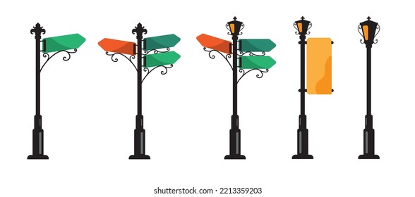 Street Direction Sign vector Illustration concept logo silhouette.high quality, colorful and fully editable.