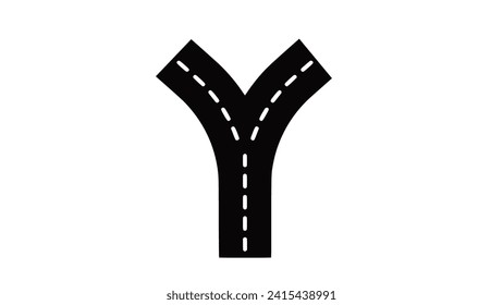 Street divides into two parts Y-shape