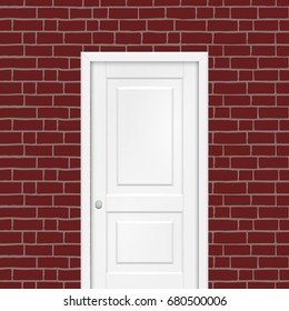 street door with brick wall. Vector illustration