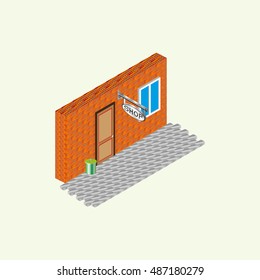 Street door to the room. Vector illustration.