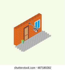 Street door to the room. Vector illustration.