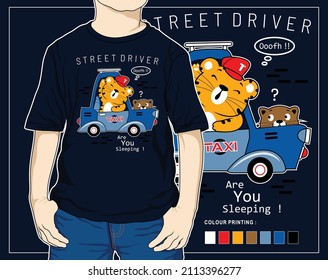 street driver, vector animal cartoon illustration design graphic for print
