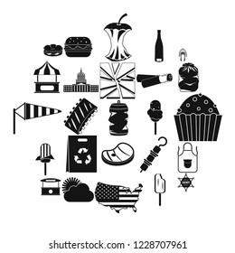 Street eatery icons set. Simple set of 25 street eatery vector icons for web isolated on white background